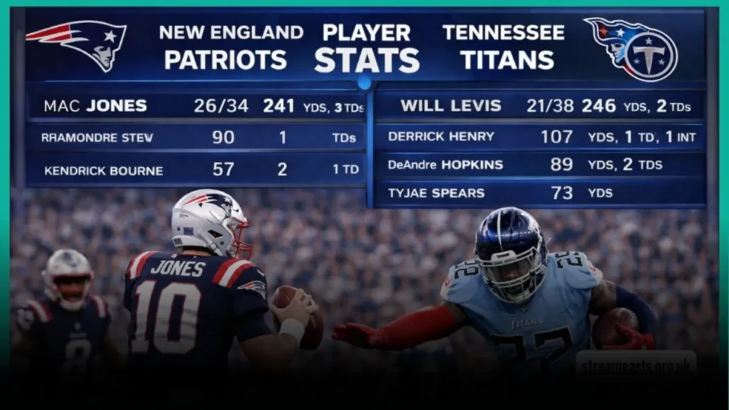 new england patriots vs tennessee titans match player stats